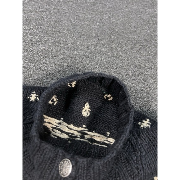 Vintage Ralph Lauren Hand Knit Sweater Womens XL Black Linen Snowflake Fair Isle - Picture 5 of 8